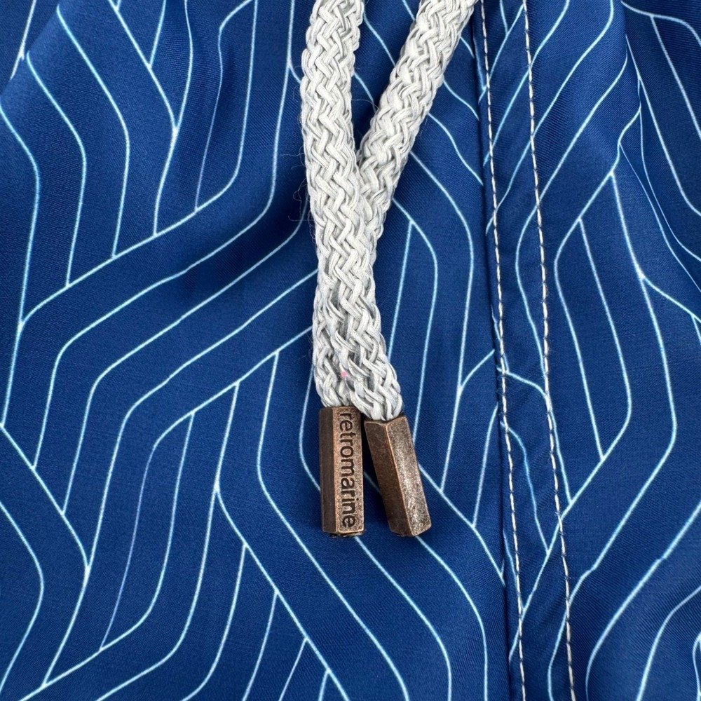 Retromarine Swim Trunks Men XL Blue Geometric Wave Print Anchor Logo NWT $155 - Picture 9 of 10
